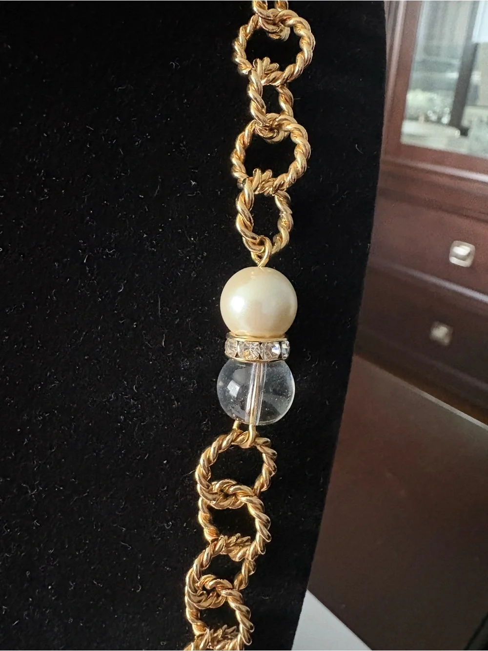 Kate Spade Gold Chain Necklace with Pearl and Crystal Accents